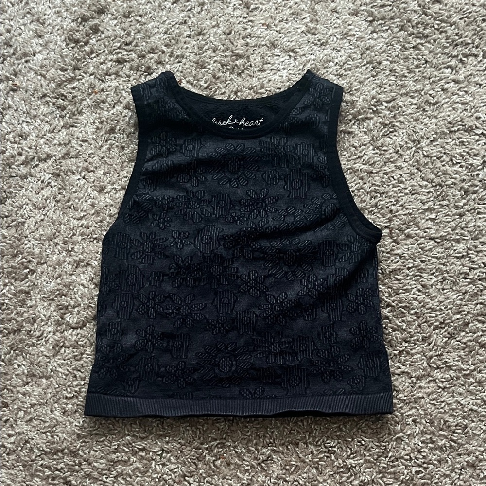 Derek Heart Black Floral Lace Tank Top